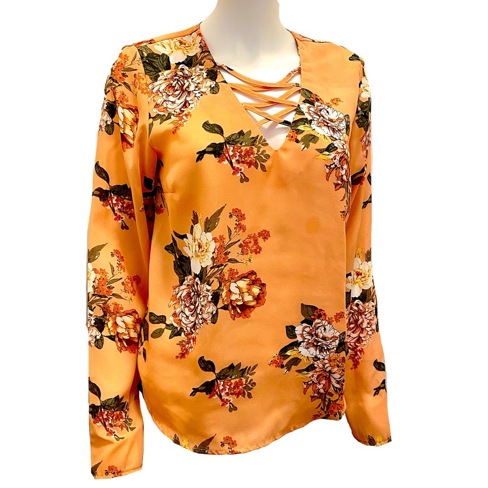 Orange Floral Top (Blouse) - Picture 1 of 2